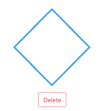 The diamond image, with a red button reading “delete” below.