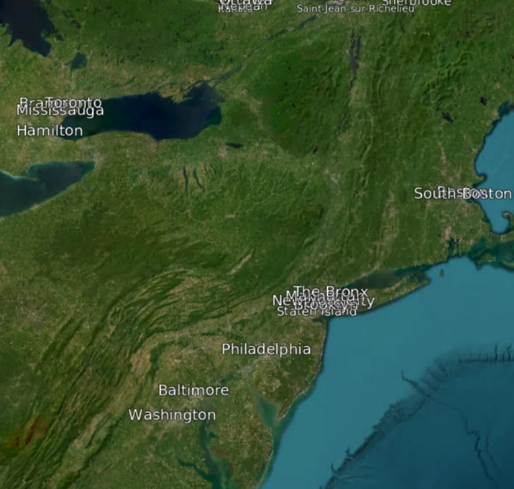 The northeastern United States, looking essentially unchanged from the previous image.