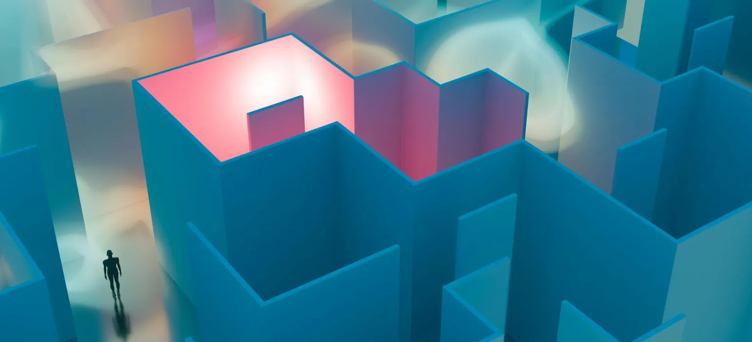 Futuristic Abstract Maze with Colorful Lights