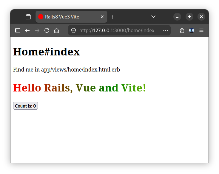 Home page with Vue