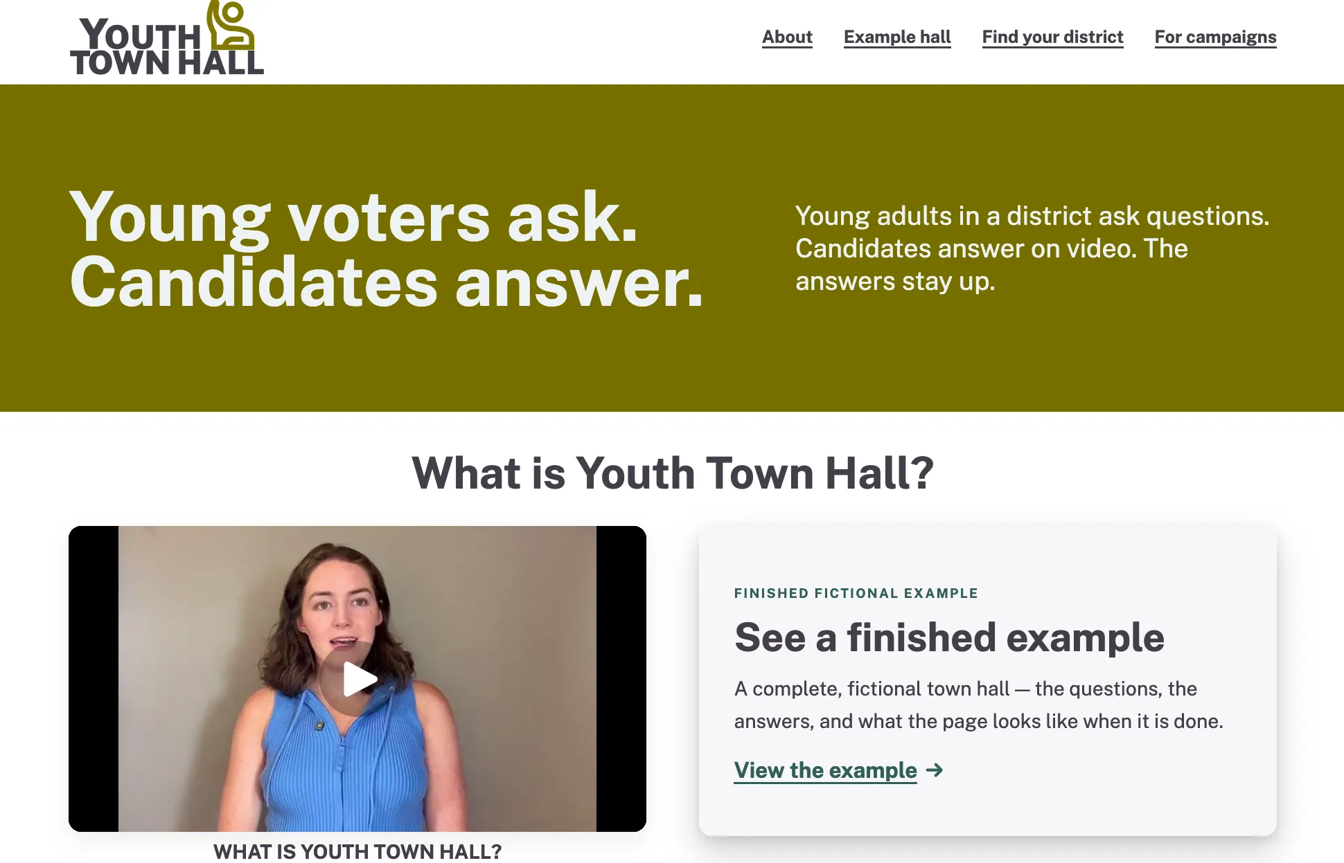 Youth Town Hall’s homepage
